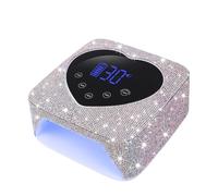 72W Rechargeable UV LED Nail Lamp, Wireless UV Nail Light with Heart Shape Rhinestones Manicure Pedicure Machine Nail Tools (F)
