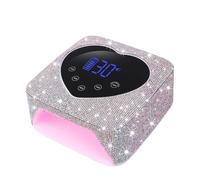72W Rechargeable UV LED Nail Lamp, Wireless UV Nail Light with Heart Shape Rhinestones Manicure Pedicure Machine Nail Tools (B)