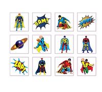 Henbrandt Temporary Tattoos - Superhero - Kids Party Goody Pinatta Fillers - 72x
