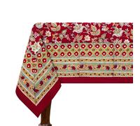 72x135 Inches Rectangle Hand Block Printed Cotton Tablecloth, Red Green Floral Table Cloths Washable, Indian Table Linen For Dinning Home Decor Summer Spring Outdoor Thanksgiving Valentine Gifts