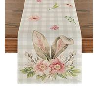 72x13inch Easter Decorations Tablecloth Reusable Artificial Grass Table Runner Table Decoration For Easter Happy Easter Table Cloth For Rectangle Tables Easter Bunny Printed Easter Table Runner