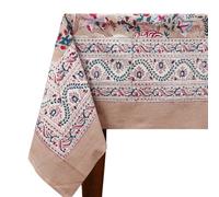 72x72 Inches Square Hand Block Printed Cotton Tablecloth, Red Brown Floral Table Cloths Washable, Indian Table Linen For Dinning Home Decor Summer Spring Autumn Outdoor Thanksgiving