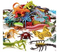73 Pack Plastic Fake Mini Bugs Set, Realistic Insects Toy for Kid, Colorful Assorted Play Bug for Children Toddler, Education Insect Themed Party,