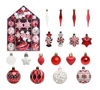 73 Pcs Christmas Tree Ornament Set, With Handmade Painted Baubles And House-Shaped Designs In Assorted Colours, For Festive Holiday Home Decoration(A)
