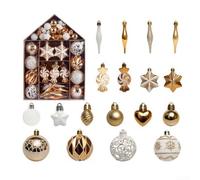 73 Piece Christmas Ball Set Electroplated for Tree and Event Decoration, Plastic Ornaments with Various Patterns and Hanging Rings for Holiday Celebrations