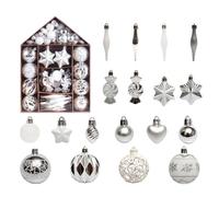 73-piece Christmas Ball White/Gold Mantel Red/White Hand-Painted House-Shaped Blue/White Decorations for Tree Set Table - Having Silver/White Red/Green/White Light Hanging Ornament(D)