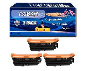 732BK/Y Toner Cartridges Compatible for Canon i-SENSYS LBP-7780Cx Printers, High-Definition Printing Effect with Chip, 7100 Pages (3 Pack Black)