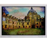734006 Brasenose College Quadrangle, Oxford, Great Britain Watercolour Picture Limited Edition A4