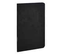Clairefontaine - Ref 734161C - Age Bag Staplebound Notebook (96 Pages) - 9 x 14cm, Lined Rulings, 90gsm Brushed Vellum Paper - Black Leather Effect Cover
