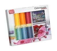 734568 Gutermann Sew-All Assorted Sewing Thread Set 100mtr x 10 reels Plus Fabric Clips and Pins