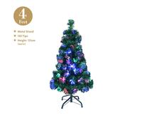 73560 The Christmas Workshop 4ft Fibre Optic Christmas Tree with Sturdy Metal Base - Multi-Coloured Lights