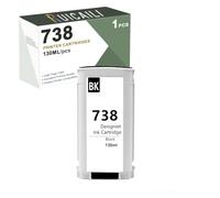 738 738XL Pigment Ink 130ML 498N4A 498N5A 498N6A 498N7A Compatible with HP 738 Ink Cartridges Works with DesignJet T850 T950 Printer (130 ml Black)