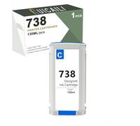 738 738XL Pigment Ink 130ML 498N4A 498N5A 498N6A 498N7A Compatible with HP 738 Ink Cartridges Works with DesignJet T850 T950 Printer (130 ml-Cyan)