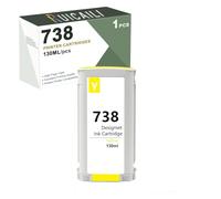 738 738XL Pigment Ink 130ML 498N4A 498N5A 498N6A 498N7A Compatible with HP 738 Ink Cartridges Works with DesignJet T850 T950 Printer (130 ml - Yellow)