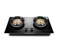 73CM Gas Stove 2 Burners, 99 Minutes Timer (Two-Sided Independent), Black Glass Freestanding Stove Camping Outdoor 5.2kW(NG)