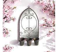 73Cm Rusty Wall Mirror With Triple Planter