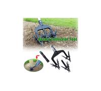 (73in/185.4cm) 2-in-1 Garden Weeder and Crumbler Soil Cultivator Tool