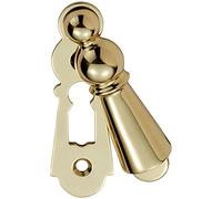 73mm Large Lock Profile Escutcheon - 40mm Fixing Centres - Polished Brass | Door Keyhole Cylinder Plate Cover - for Use with Lever on Rose Door Handles - Door Fixing Hardware