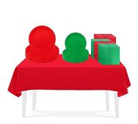73PCS Christmas Red Green Party Tableware Decorations for Kids Xmas,Disposable Tableware Set Tablecloth Table Covers,7,9inch Paper Plates,Paper Napkins for Xmas Birthday Wedding Party Favor