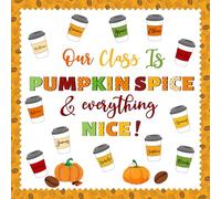 73pcs Fall Bulletin Board Decorations Set for Classroom,Our Class is Pumpkin Spice and Everything Nice Autumn Bulletin Board Decorations Fall Coffee Cup Cutouts Classroom