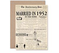 73rd Anniversary Card for Men Women - Newspaper Married in 1952 - Happy 73 Year Wedding Anniversary Card for Partner Husband Wife Companion, A5 Anniversaries Greeting Cards