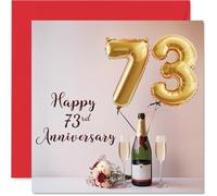 73rd Anniversary Card for Women Men - Balloons & Bottle of Bubbly - Happy 73 Year Anniversary Card for Wife Partner Husband Companion, 145mm Wedding Anniversaries Greeting Cards