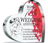 73rd Anniversary Plaque Gifts for Wife Husband - Happy 73rd Wedding Anniversary - I Love You Romantic Acrylic Heart Gift For Women Men, 100mm x 100mm Present For Couples Seventy-Third Anniversaries