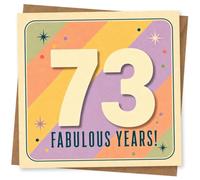 73rd Birthday Card, 73rd Birthday Card for Her or Him, Fabulous Years Retro Rainbow Design, Funny Age 73 Celebration Greeting