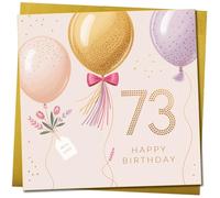 73rd Birthday Card - Elegant Balloons Design, 145mm x 145mm Square, Includes Gold Envelope
