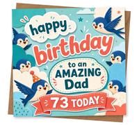 73rd Birthday Card for Dad, Blue Birds and 73 Today