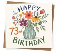 73rd Birthday Card for Her, Cute Floral Design | Eye-catching greeting card; Cute Floral artwork for her on a 73rd birthday with a warm, memorable feel