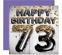 73rd Birthday Card for Men, Black & Gold Glitter Balloons