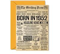 73rd Birthday Card for Men Women - Bday Press Newspaper 1952 - Happy 73 Birthday Cards for Cousin Husband Wife Nan Sister Dad, 5x7 Inch Bday Greeting Cards