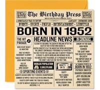73rd Birthday Cards for Men Women - Born In 1952 Newspaper - Happy 73 Birthday Card for Grandad Grandma Nan Vintage Retro Back In 1952, 145mm Bday Greeting Cards