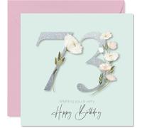 73rd Birthday Cards for Women - Fancy Floral Flowers - Happy Birthday Card for 73 Year Old Woman Auntie Granny Cousin Nan, 145mm Bday Greeting Cards