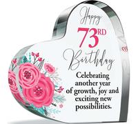 73rd Birthday Gifts for Women - New Possibilities - Acrylic Heart Plaque Keepsake Gift for 73 Year Old Woman Her, 100mm x 100mm Present For Family Friends Mum Nanny Gifts