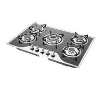 73x47cm Built-in 5 Burner Gas Hob LPG/NG Auto Ignition 3.2kW Max Energy Class Black Tempered Glass Professional Cooktop for UK Homes