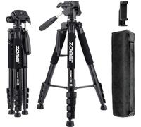 74"/188cm Lightweight Camera Tripod Holder for DSLR SLR Camera, Portable Tall Tripod Stand with Carry Bag & Phone Holder Perfect for Video Recording/Selfies/Live Stream/Vlogging