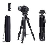 74’’ Camera Tripod,Heavy Duty Camera Stand Tripod,Cell Phone Tripod with Phone Holder, Professional Travel DSLR Tripods Compatible with DSLR Cameras,Cell Phones,Projector,Webcam(Black)