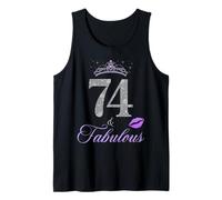 74 & Fabulous 74 Years Old 74th Birthday Crown Lips Stars Tank Top