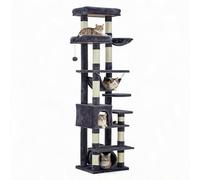 74 Inch Cat Tree Tower, Multi Level All in One Cat Activity Center with Natural Sisal Scratching Posts, Enlarged Hammock, Private Cat Condo & Detachable Top Perch, Stable Cat Play Furniture for Adult