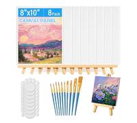 74 Pcs Canvas with Easel, 8 x 10 Inch Canvas Boards with Wooden Easels Brushes Paint Kit for Acrylic Oil Watercolor, Kids Adults Beginner Art Craft, Art Classes, DIY Craft Projects