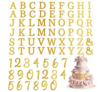 74 Pcs Custom Cake Topper Acrylic Gold Cake Letters Personalized Cakes Topper Name Acrylic Letters DIY A-Z & 0-9 Number Alphabet Cakes Decoration for Wedding Anniversary Baby Shower Party Birthday