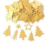 74 Pcs Gold Christmas Table Confetti - Trees & Stars - Pearlescent Card Decorations for Xmas New Year Party Winter - Scatter or Sprinkle