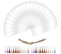 74 Pieces Acrylic Blank Bookmark Kits, BetterJonny 20 Pieces Clear Craft Bookmark with 24 Tassels and 30 Ropes Unfinished Book Marker Tags for DIY Classroom Projects and Present Tags