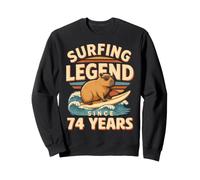 74 Surfing Legend Since 74 Years Funny 74th Birthday Surfer Sweatshirt