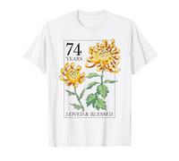 74 Years Loved and Blessed Floral Flower Stamp 74th Birthday T-Shirt