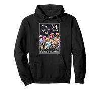 74 Years Loved Blessed Butterfly Flower Stamp 74th Birthday Pullover Hoodie