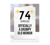 74 Years Old, Officially a Grumpy Old Woman Card, Funny, Joke, Gift, 74th Happy Birthday, Presents for Mum, Mummy, Grandma, Wife, Aunt, Her, Female, A5-164_117