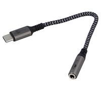 74056 cable jack 3.5mm female 3pin, USB C male 0.15m textile 3A Goobay